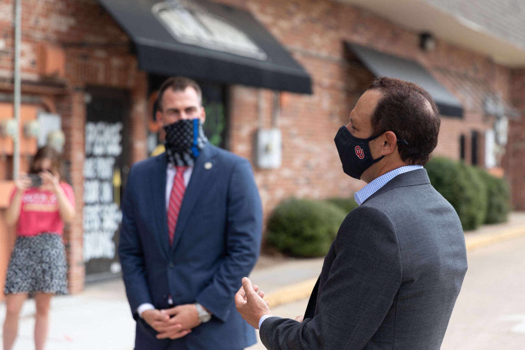 Oklahoma Governor Kevin Stitt and OU President Joseph Harroz